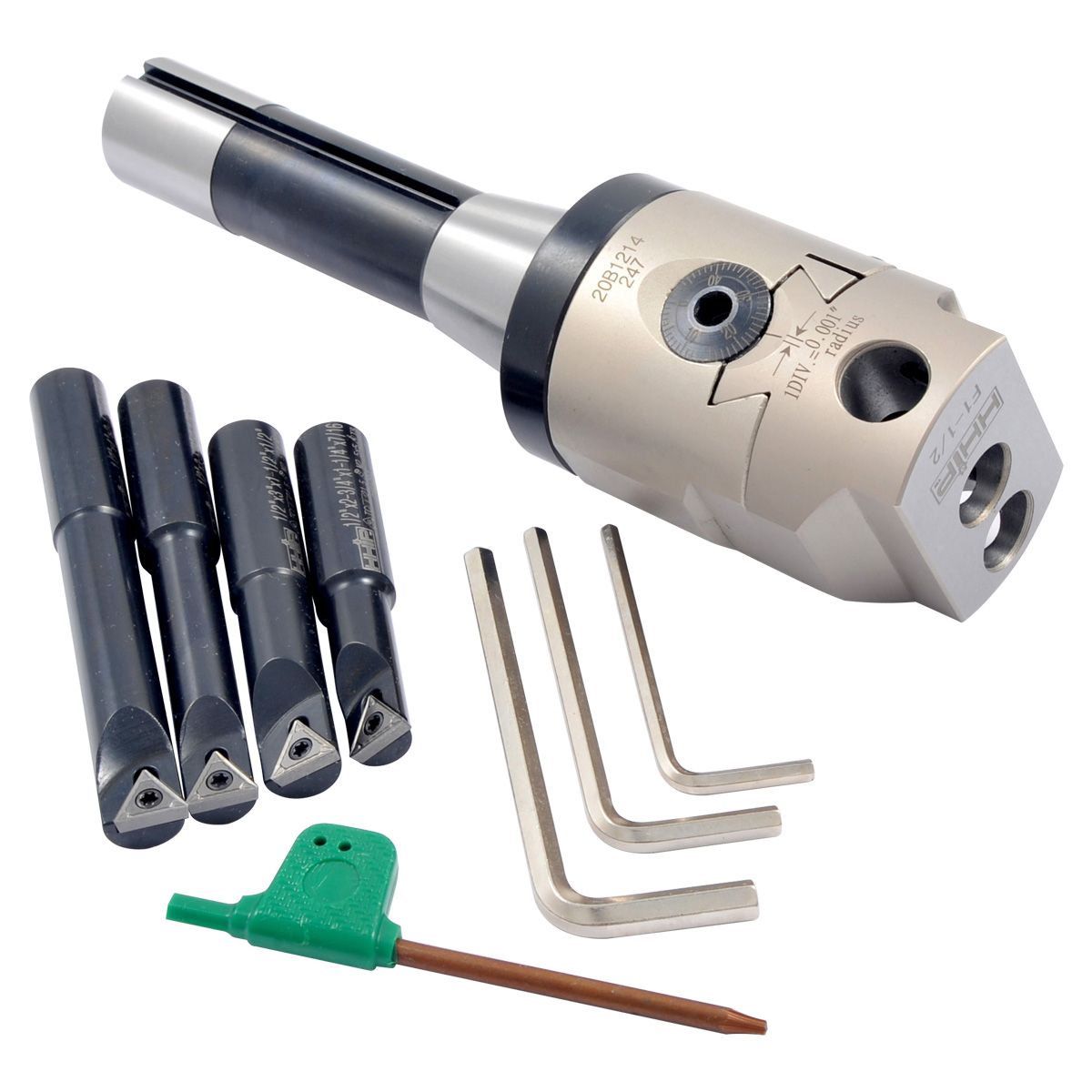 INDEXABLE TOOL SET WITH 2" BORING HEAD, R8 SHANK & 4 BORING BARS (1001-0201)