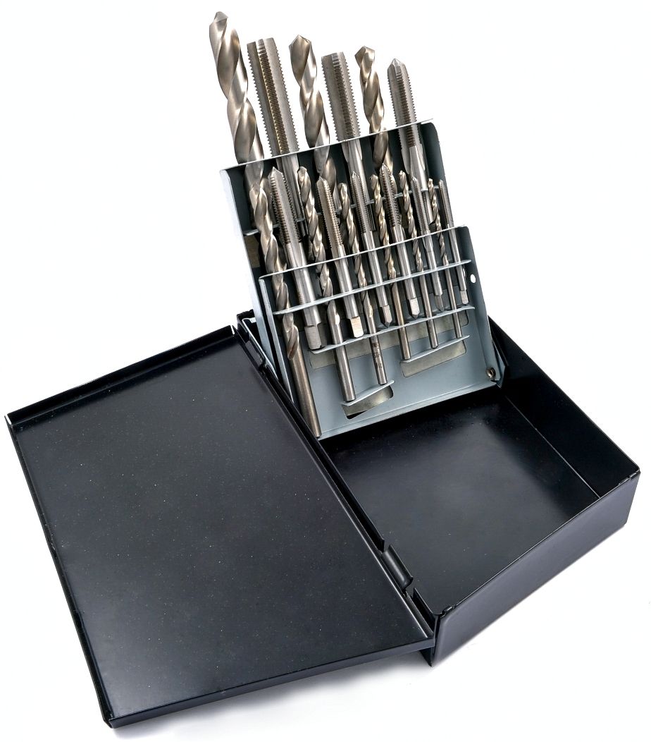 18 PIECE #6-1/2" HIGH SPEED STEEL TAP & DRILL COMBO SET (1011-0019)
