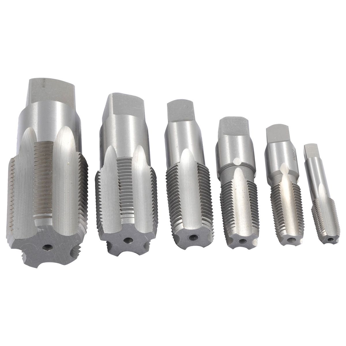 6 PIECE 1/8-1" CARBON STEEL NPT TAPER PIPE TAP SET (1011-3307)