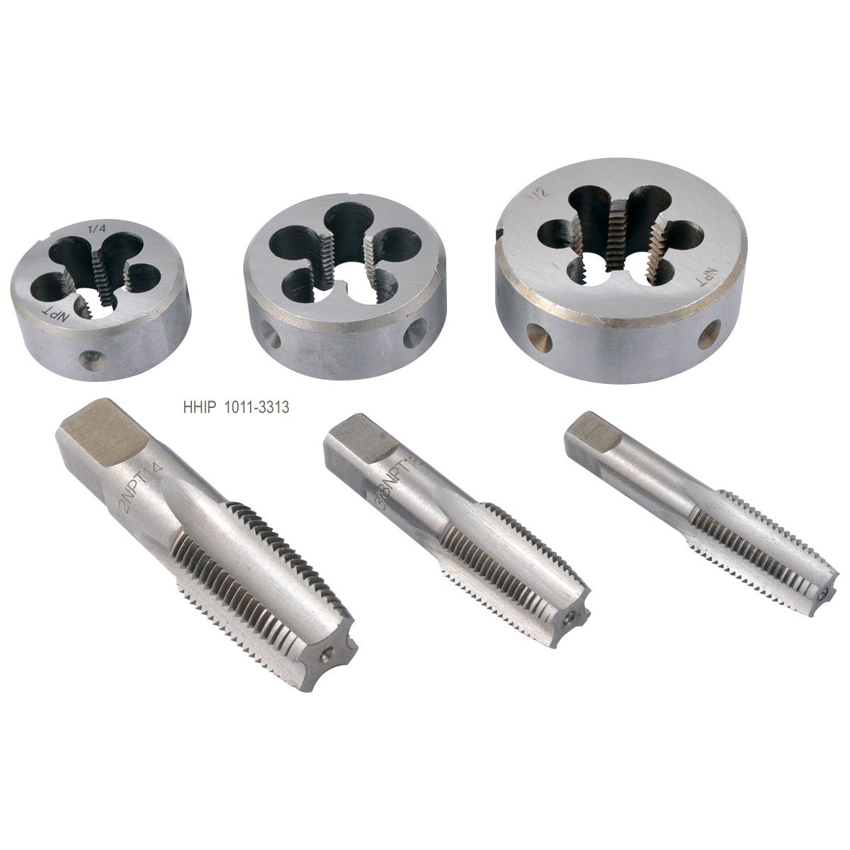 6 PIECE 1/4-1/2" NPT TAPER PIPE TAP & DIE SET (1011-3313)