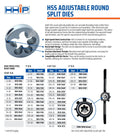 1/2-13 X 1-1/2" OD ADJUSTABLE ROUND SPLIT DIE (1016-1258)