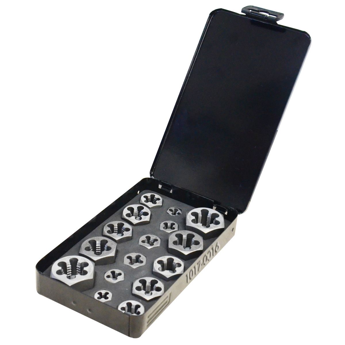 16 PIECE 1/4-3/4" HEXAGON RETHREADING DIE SET (1017-0016)