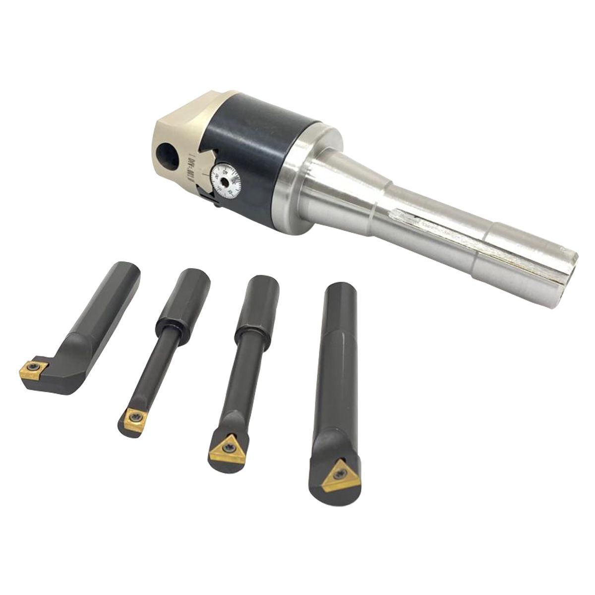INDEXABLE TOOL SET WITH 2" BORING HEAD, R8 SHANK & 4 BORING BARS (1906-0201)
