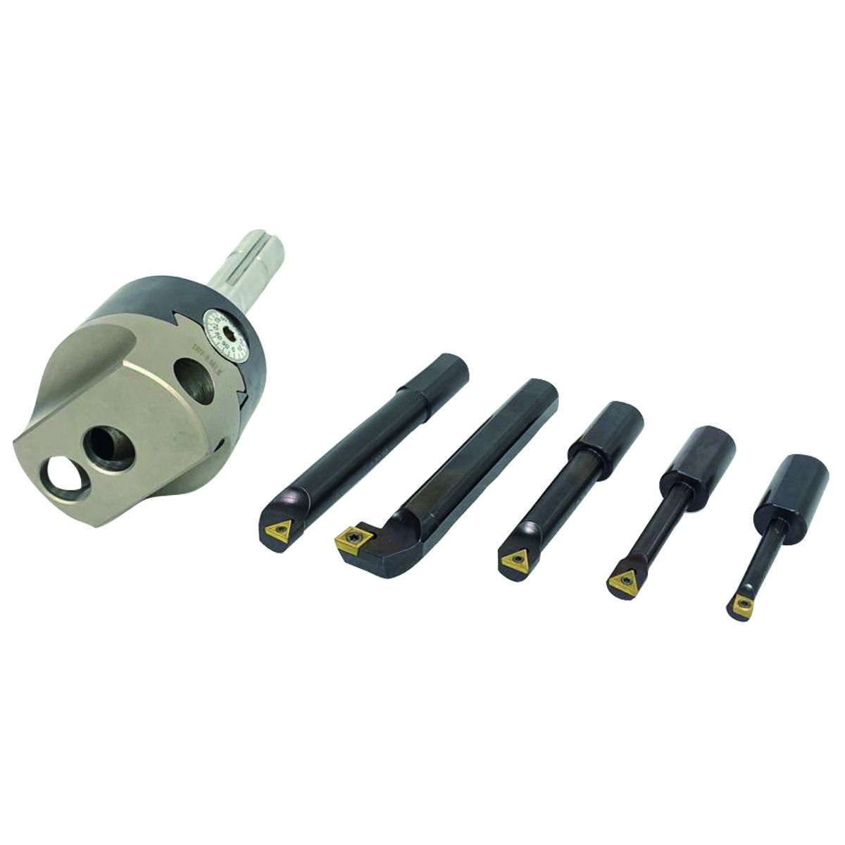 INDEXABLE TOOL SET WITH 3" BORING HEAD, R8 SHANK & 5 BORING BARS (1906-0205)