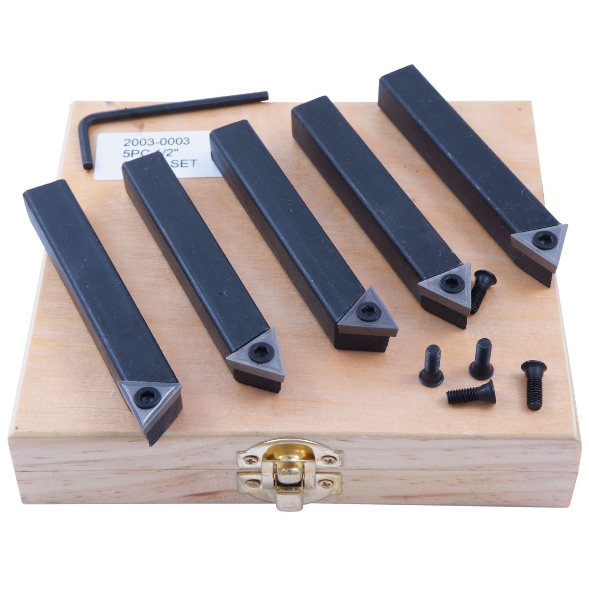 1/2" 5 PIECE INDEXABLE CARBIDE TURNING TOOL SET (2003-0003)