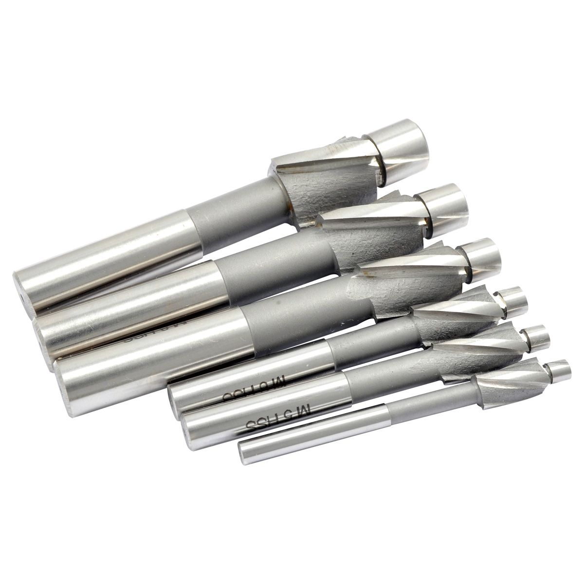 6 PIECE M4-M12 HSS 3 FLUTE STRAIGHT SHANK SOLID PILOT COUNTERBORE SET (2007-0001)