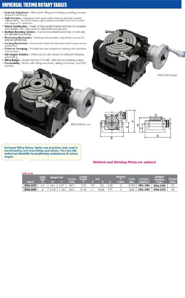 HHIP 4.3" TILTING ROTARY TABLE (3906-2339)