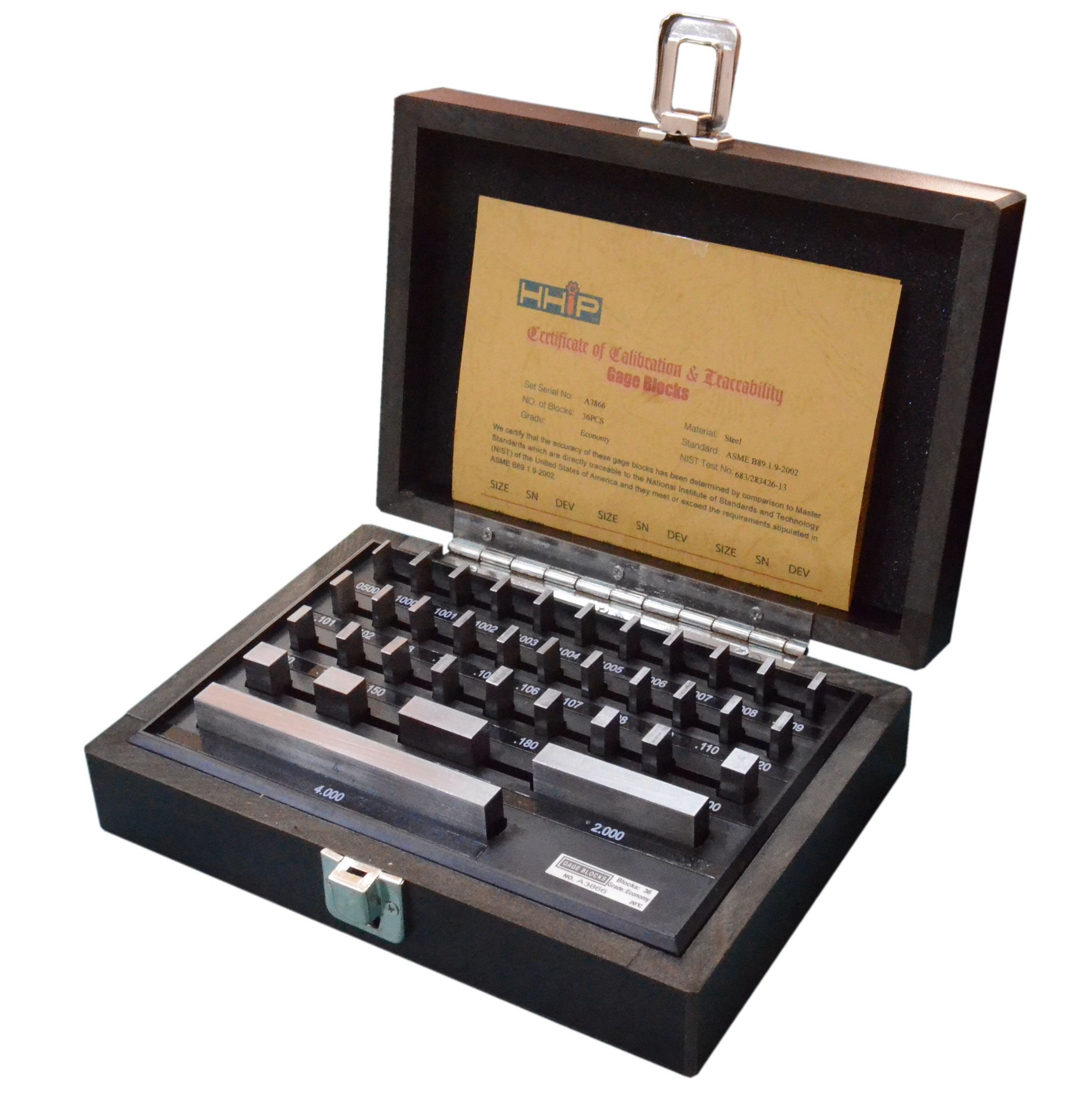 36 PIECE GRADE AS-0/2 RECTANGULAR STEEL GAGE BLOCK SET (4101-0002)