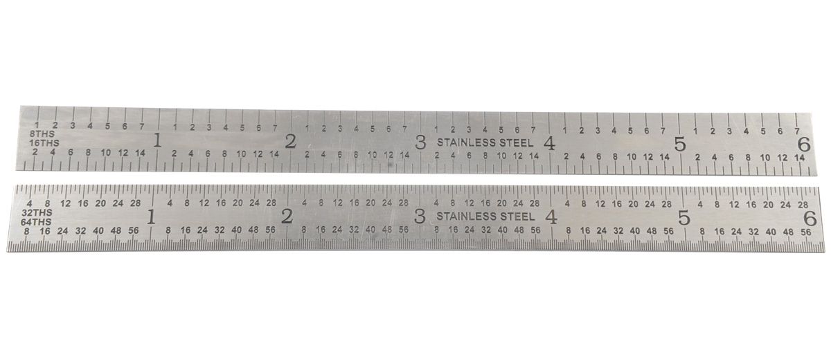 HHIP 6 X 3/4" 4R RIGID RULE GRADUATIONS 1/8, 1/16, 1/32 & 1/64 (4906-0201)