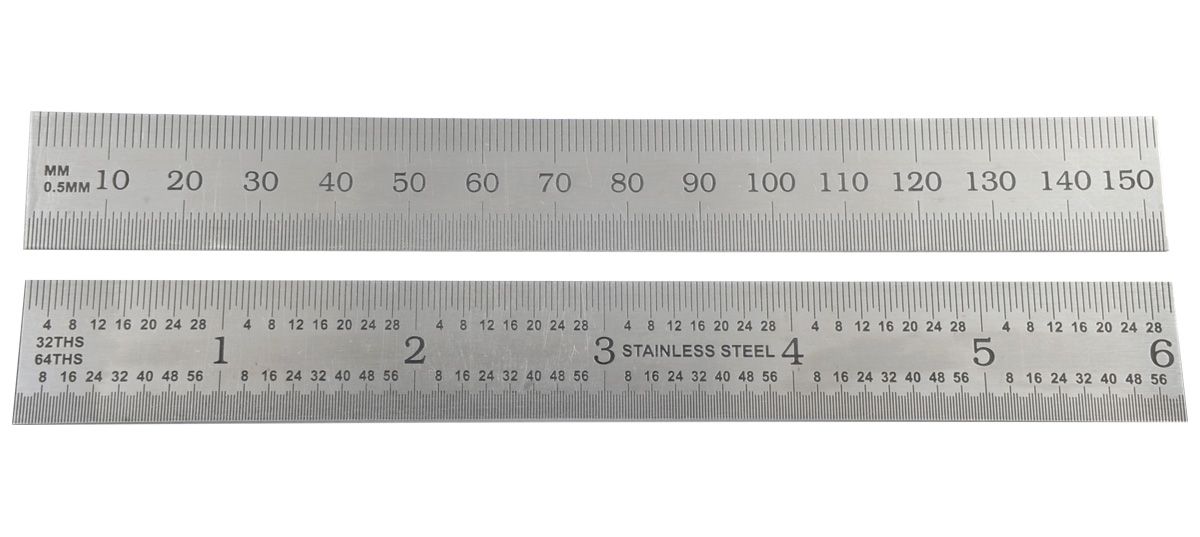 HHIP 6 X 3/4" E/M RIGID RULE GRADUATIONS 1/32, 1/64, MM & .5MM (4906-0236)