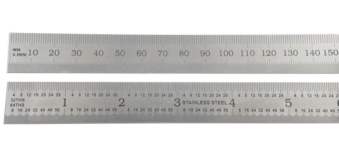 HHIP 8 X 3/4" E/M RIGID RULE GRADUATIONS 1/32, 1/64, MM & .5MM (4906-0237)