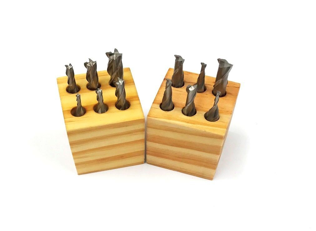 6 PIECE 2 FLUTE & 4 FLUTE 3/8" SHANK HIGH SPEED STEEL END MILL SET (4952-0002)