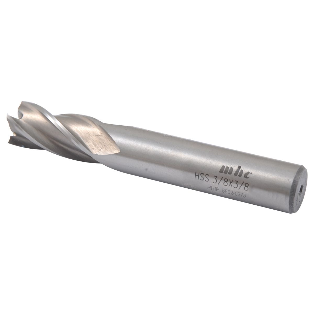 3/8 X 3/8" 4 FLUTE HIGH SPEED STEEL SINGLE END CENTER CUT END MILL (5802-0375)
