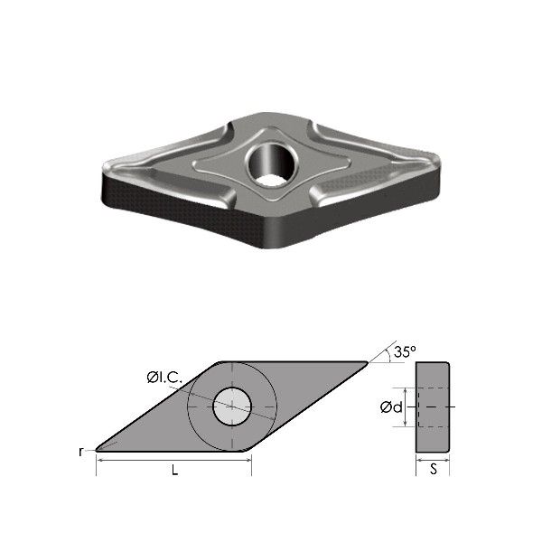 VNMG-333-EF COATED CARBIDE INSERT (6038-5333)
