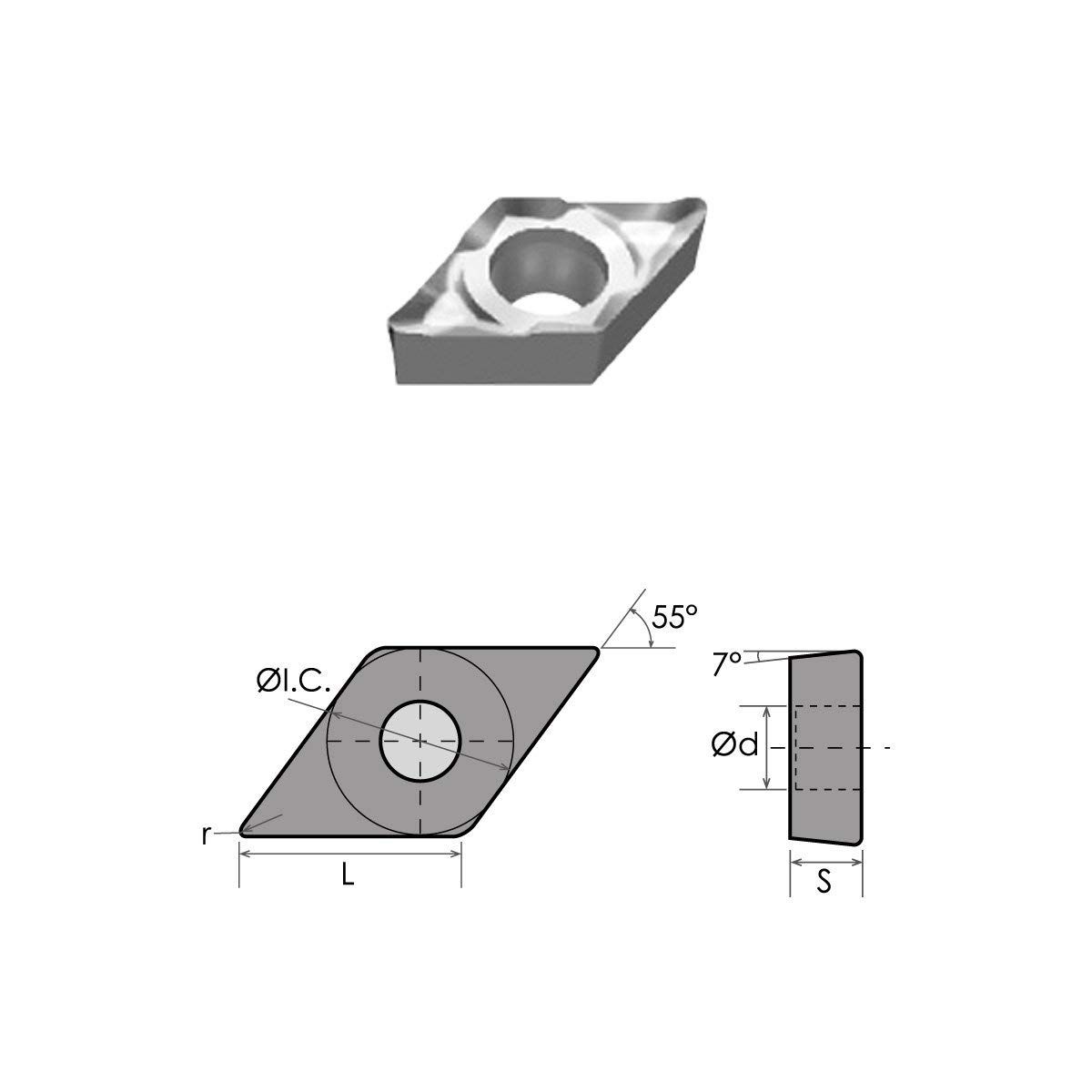DCGX 32.51 LH CARBIDE INSERT FOR ALUMINUM (6055-0221)