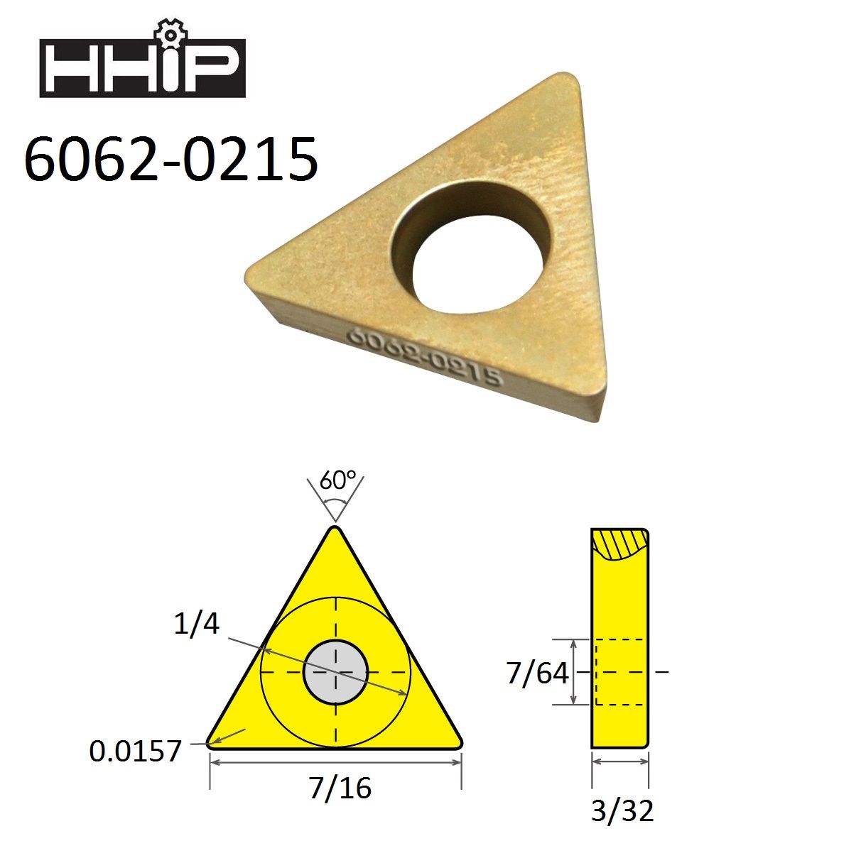 TDEX 21.5 TiN COATED C-5 CARBIDE INSERT (6062-0215)