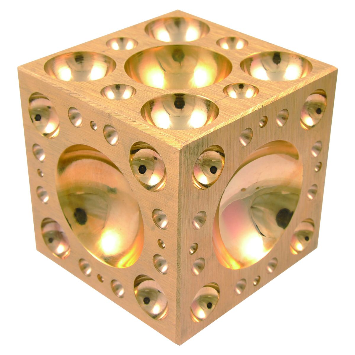 3 X 3 X 3" DAPPING BLOCK SQUARE WITH BRASS 22-62.5MM CAVATIES (8606-3412)