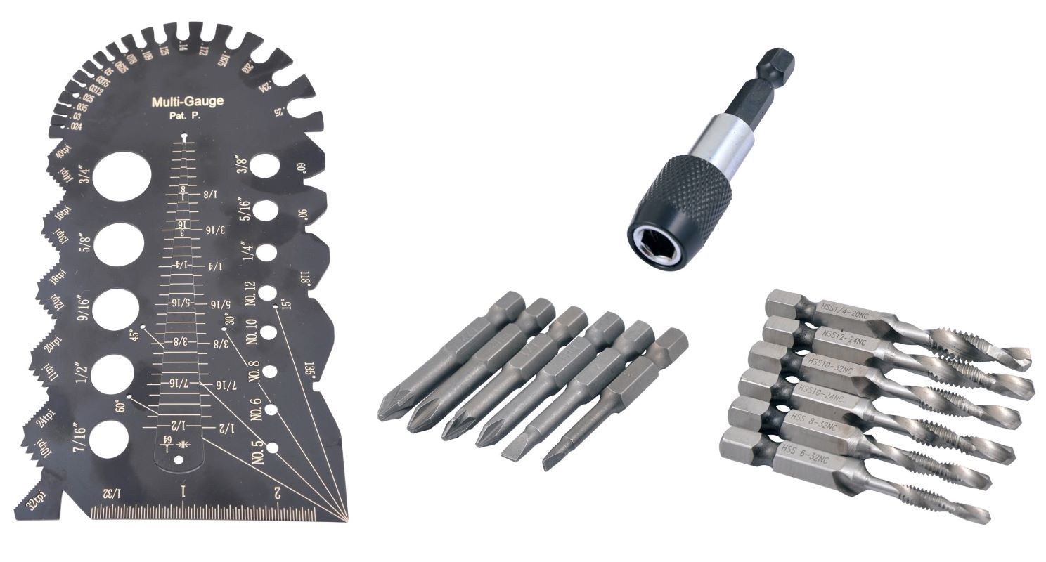14 PC HSS 3-IN-1 TAP/DRILL KIT & 7-IN-1 MULTI-PURPOSE GAGE (9999-0042)