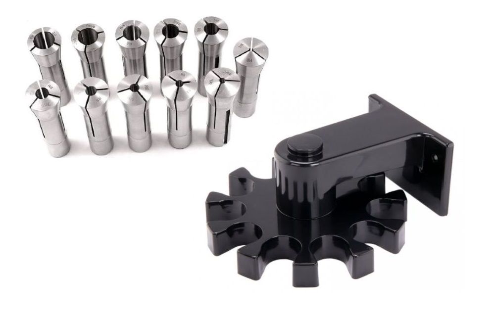 11 PIECE R8 COLLET SET, T-SLOT CLEANER & ROTATING COLLET HOLDER (9999-0045)
